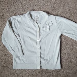 ❤ 4/$20 White Cardigan with Flower Embellishment.